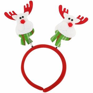 White Reindeer Christmas Head Bopper Headband