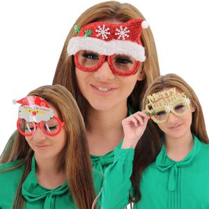 Pack of 12 Fun Festive Novelty Christmas Glasses 