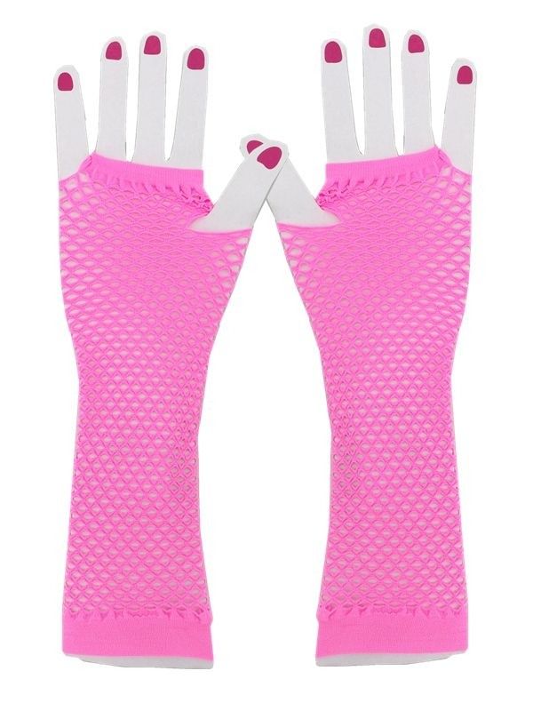 Adult Light Pink Fish Net Long Gloves