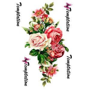 Wild Rose Bouquet Medium Temporary Tattoo Body Art Transfer No. 124