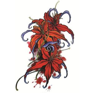 Red Lilies Medium Temporary Tattoo Body Art Transfer No. 168