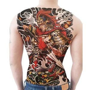 Colourful Warrior Full Back Temporary Tattoo Body Art Transfer No. 53