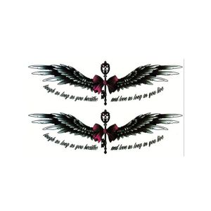 Wings with Bow Medium Sized Temporary Tattoo Body Art Transfer No. 60
