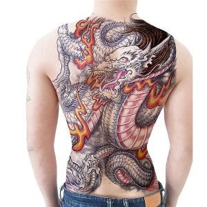 Fierce Chinese Dragon Full Back Temporary Tattoo Body Art Transfer No. 85