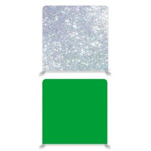 8ft*8ft Green Screen and Silver Glitter Effect Backdrop, With or Without Tension Frame