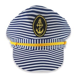 Captain Party Hats for Hen, Stag & Festival Fun - Blue Nautical Striped Sailor