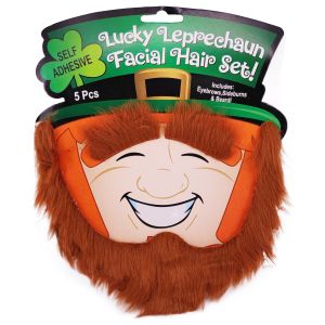 Irish Leprechaun St. Patricks Day Brown Beard Eyebrows & Sideburns Set 