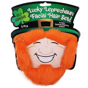 Irish Leprechaun St. Patricks Day GInger Beard Eyebrows & Sideburns Set 