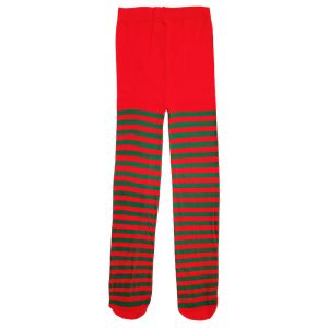 Kids Coloured Striped Tights - Red and Green Elf Stripes
