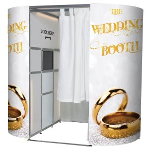 ‘The Wedding Booth’ Glitzy Gold Wedding Rings Photo Booth Panels Skins