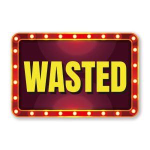 ‘Wasted' Rectangle UV Printed Word Board Photo Booth Sign Prop