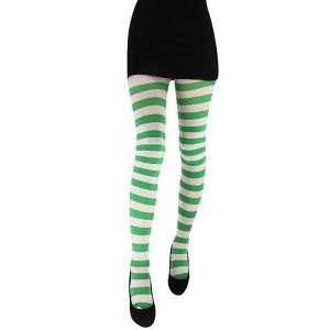 Adult Tights - Green & White Striped