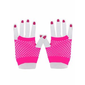Adult Hot Pink Fish Net Short Gloves
