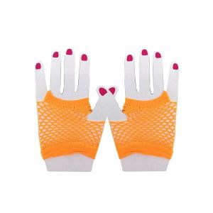 Adult Orange Fish Net Short Gloves