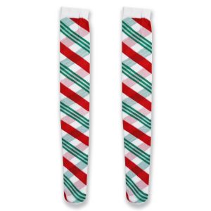 Adult Stockings – Xmas Candy Cane Red, White & Green Striped
