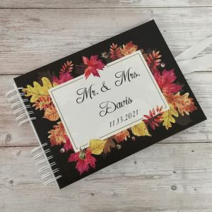 CUSTOM Autumnal Leaf Frame Guestbook with Different Page Options