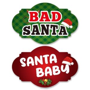 ‘Santa Baby’ & ‘Bad Santa’ Double-Sided Xmas Photo Booth Word Board Signs