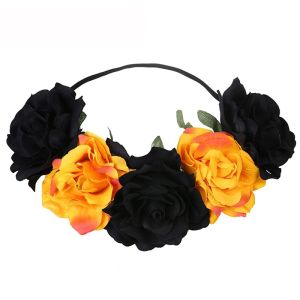 Beautiful Black & Orange Mix Garland Flower Headband
