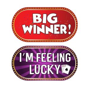 Big Winner & I’m Feeling Lucky, Double-Sided PVC Casino Photo Booth Word Board Signs
