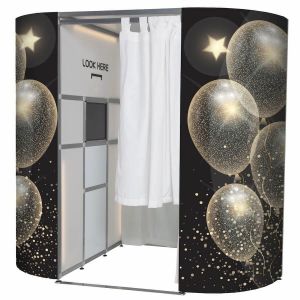 Black And Gold Celebration Balloon Design Photo Booth Panel Skins
