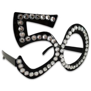 Number-shaped Milestone 50th Birthday Diamante Glasses In Black