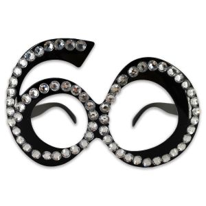 Number-shaped Milestone 60th Birthday Diamante Glasses In Black