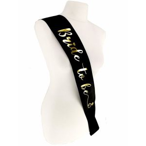 Black With Gold Diamond Ring ‘Bride To Be’ Sash