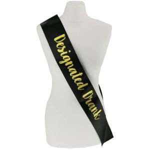 Black With Gold Writing ‘Designated Drank’ Sash