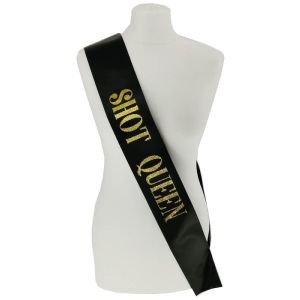 Black With Gold Glitter ‘Shot Queen’ Sash