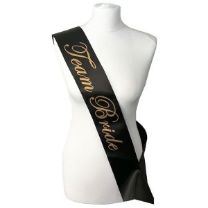 Black With Gold Writing ‘Team Bride’ Sash