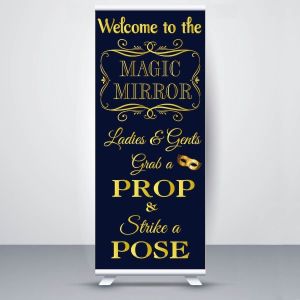 Navy Blue & Gold 'Magic Mirror' Pop Up Roller Banner