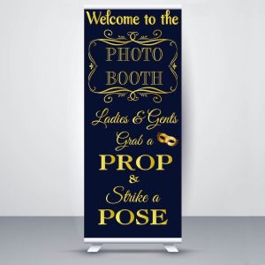 Navy Blue & Gold 'Photo Booth' Pop Up Roller Banner