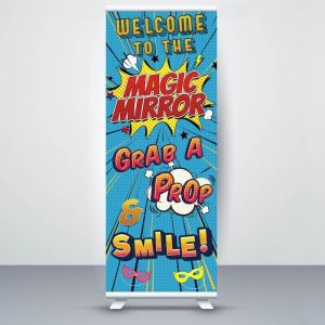 Blue Pop Art Comic ‘Magic Mirror’ Pop Up Roller Banner