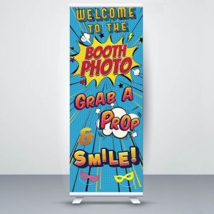 Blue Pop Art Comic ‘Photo Booth’ Pop Up Roller Banner