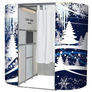 Blue & White Snowy Forest Christmas Photo Booth Panels Skins