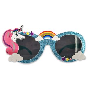 Blue Glitter Unicorn Rainbow Fun Sunglasses 