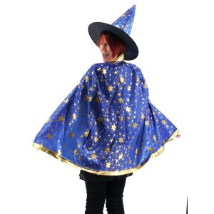 Wizard Witches Hat & Cloak Set In Blue