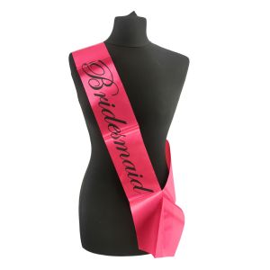 Hot Pink With Black Writing ‘Bridesmaid’ Sash
