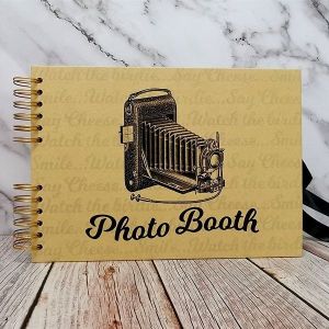 Good Size, Brown Photo Booth Style Guestbook With Plain Pages 