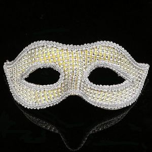Cat Eye Style Silver Diamante with Gold Masquerade Mask   