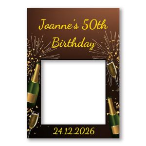 CUSTOM Personalised Champagne & Fireworks Celebration Scene Fully Printed Posing Frame - No. 031