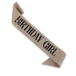 Luxury Champagne Glitter With Black Foil ‘Birthday Girl’ Sash  