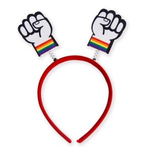 PridePop Rainbow Headband Fun LGBTQ Accessory for Pride Events - Power Fists