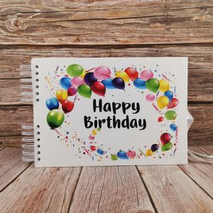 Good Size Colorful Balloons Happy Birthday Guestbook With 6x4 Landscape Slip-in Pages
