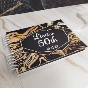 CUSTOM Black & Gold Lava themed Guestbook with Different Page Style Options