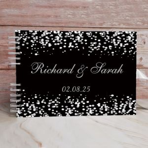 CUSTOM Black & Silver Grey Ombre Guestbook with Different Page Style Options