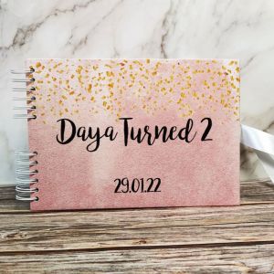CUSTOM Pink with Gold Confetti Guestbook with Different Page Options