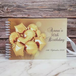 CUSTOM Shiny Gold Balloons Guestbook with Different Page Style Options 
