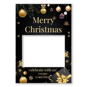 CUSTOM Xmas Black & Gold Gift Box Fully Printed Posing Frame - No. 036