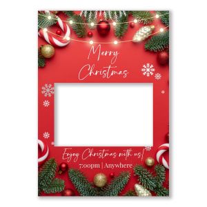 CUSTOM Xmas Fir Branches And Decoration Ornaments Fully Printed Posing Frame - No. 032